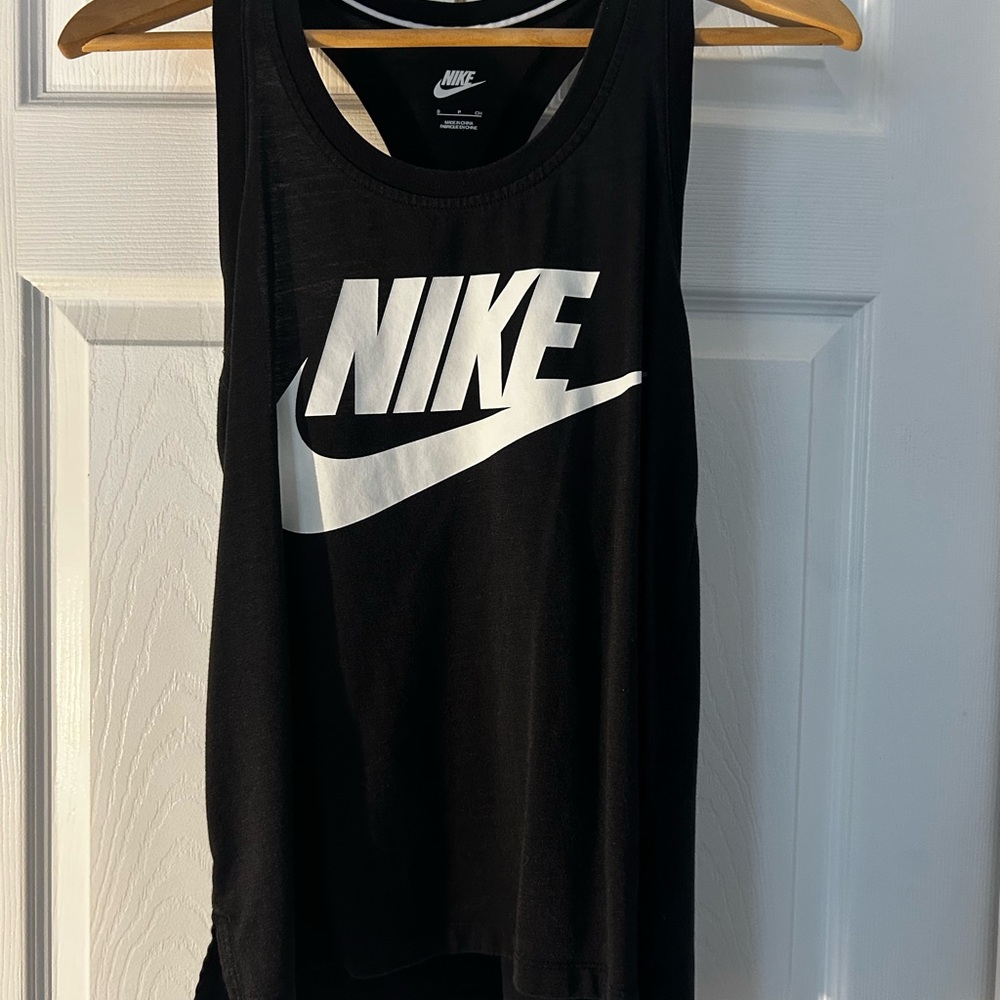 Nike Women's Black and White Logo Tank Top